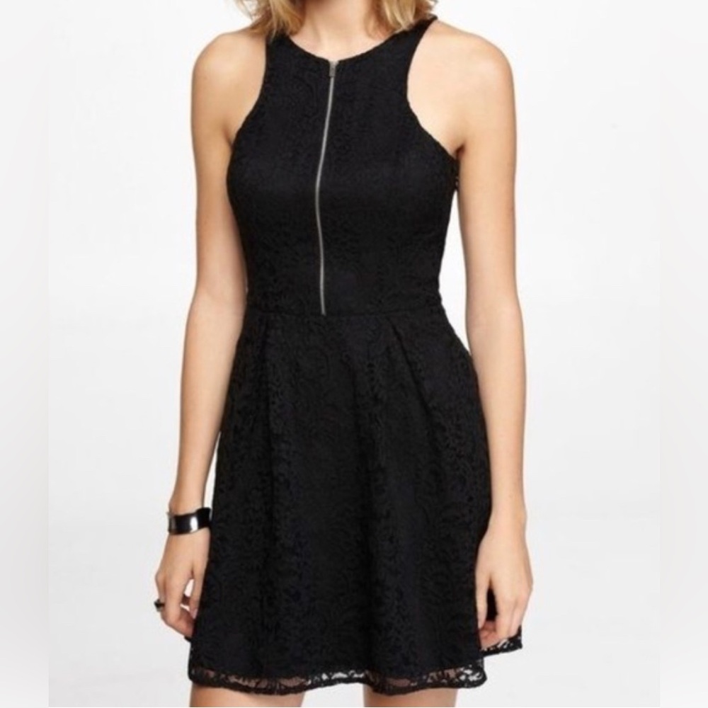 Express Black Halter Fit and Flare Mini Dress